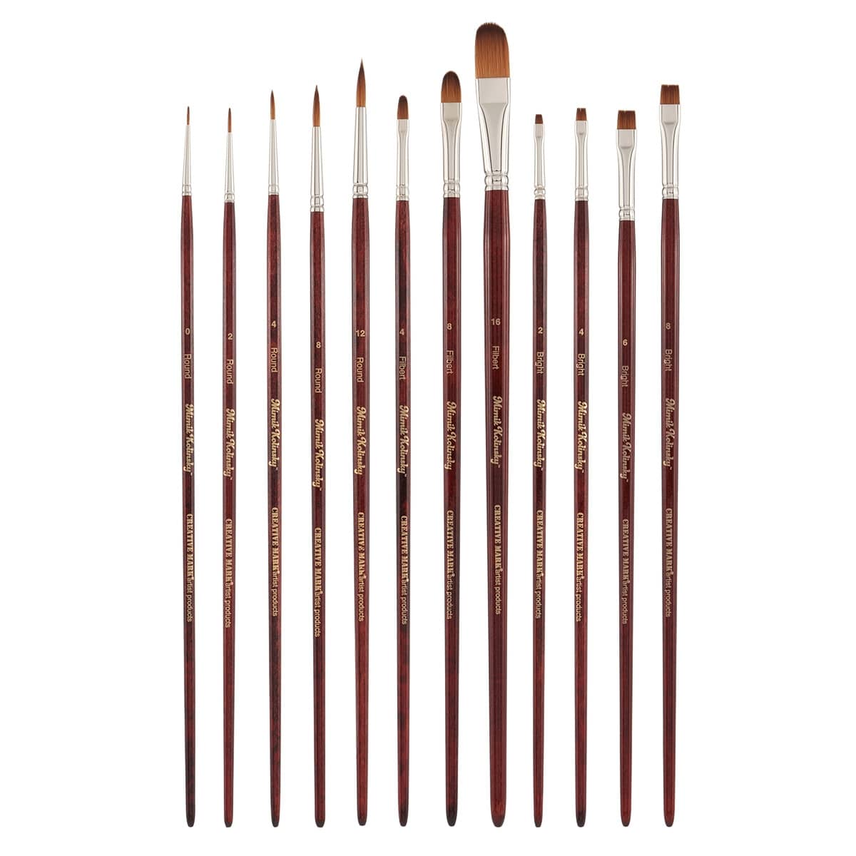 Mimik Kolinsky Synthetic Sable Long Handle Brushes, Set of 12