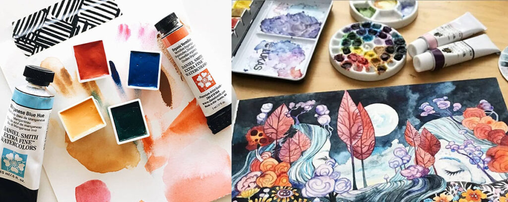 Watercolor Tubes and Pans examples