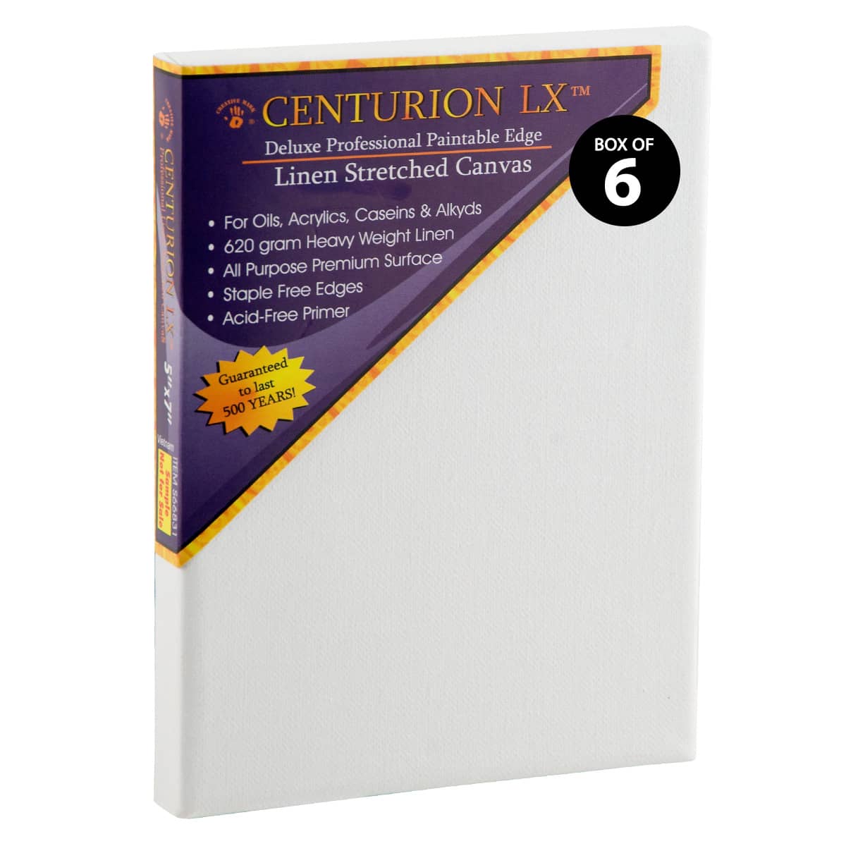 Centurion LX Acrylic Primed Linen Stretched Canvas 3/4” , 11x14" Box of 6