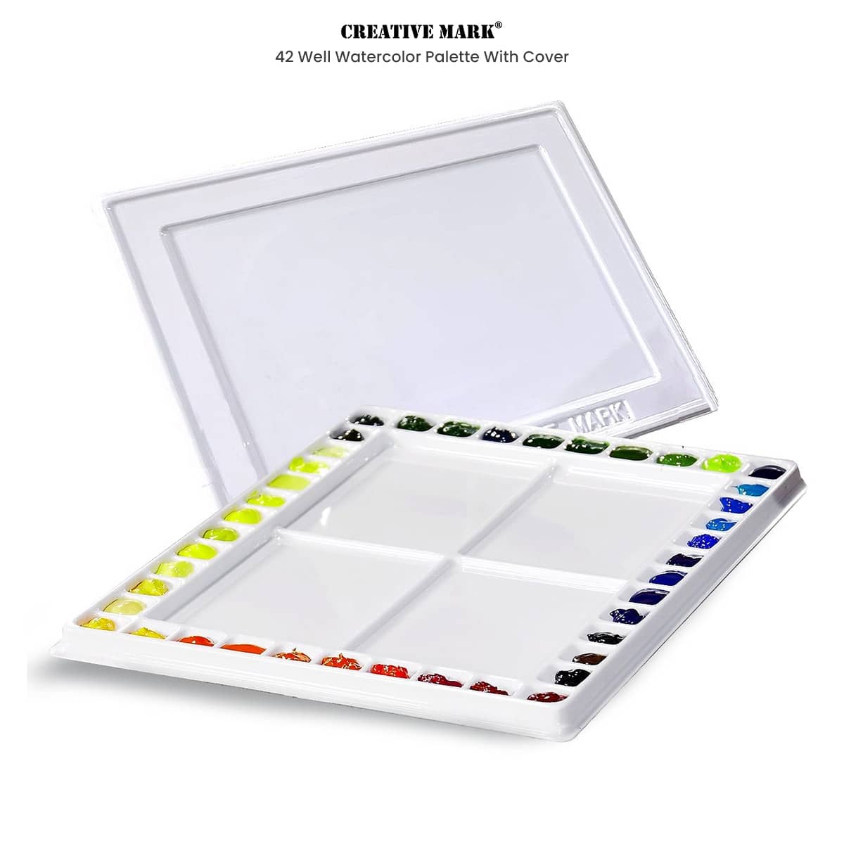 Empty Watercolor Palette with Lid 48+15 Half Pans with Fold-Out Palette by  DUGATO, 5 Large Mixing Area, Metal Tin Box for Watercolor Acrylic Oil DIY