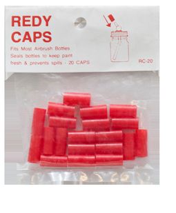 SPOUT PLUGS PKG 20 Redy Replacement Airbrush Bottle Caps 20 Caps - Red