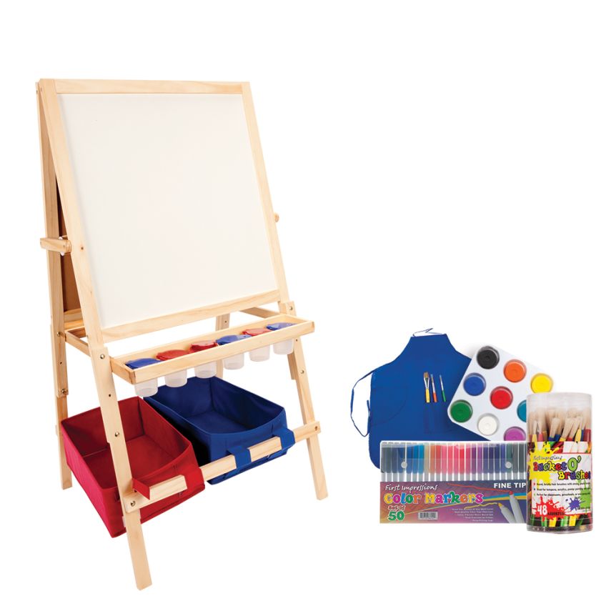 Pack of 1 Kids Painting Set Including 1 Mini Pre- Drawn Canvas Panel with  Easel and