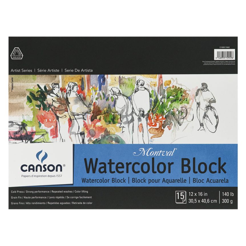 Canson Montval Watercolor Blocks Cold Press 12 x 16 (15 Sheets)