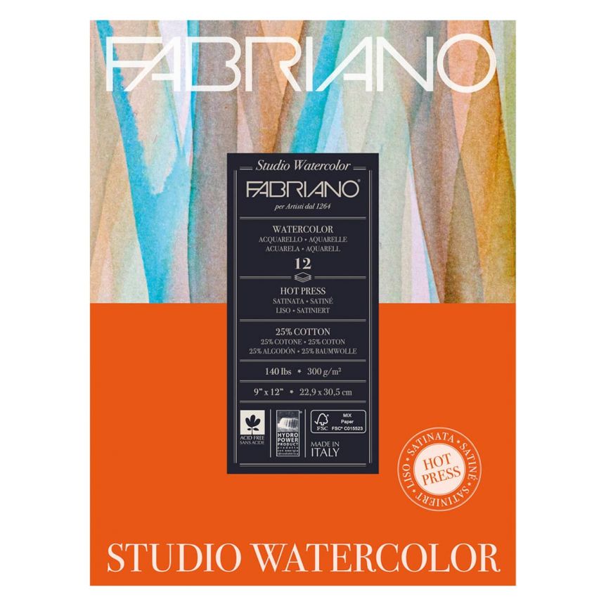 Fabriano Studio Watercolor Pad - 9"x12", 140lb (12-Sheet)