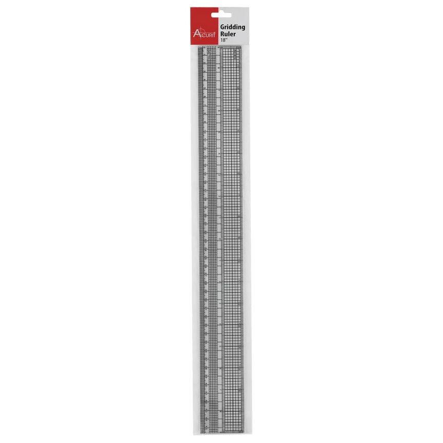 Acurit Gridding Ruler, 18, Clear 3mm Thick