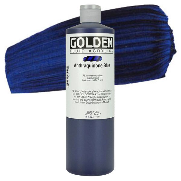GOLDEN Fluid Acrylics Anthraquinone Blue 16 oz