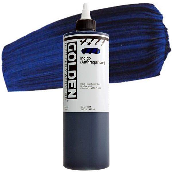 GOLDEN High Flow Acrylic, Anthraquinone Blue (Indigo), 16oz