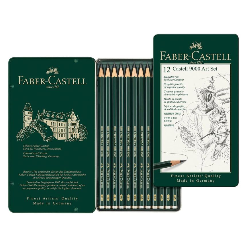 Faber-Castell 9000 Graphite Pencil Art Tin 2H - 8B (Set of 12)