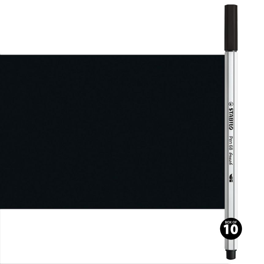 Stabilo Pen 68 Brush Tip - Black, Box of 10