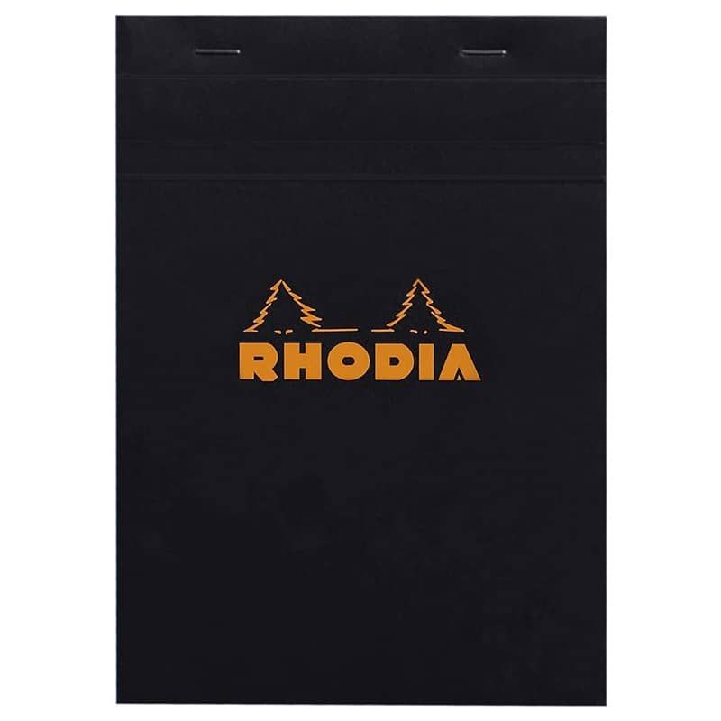 Rhodia Graph Black Notepad A4 Top Staple 80-Sheet 