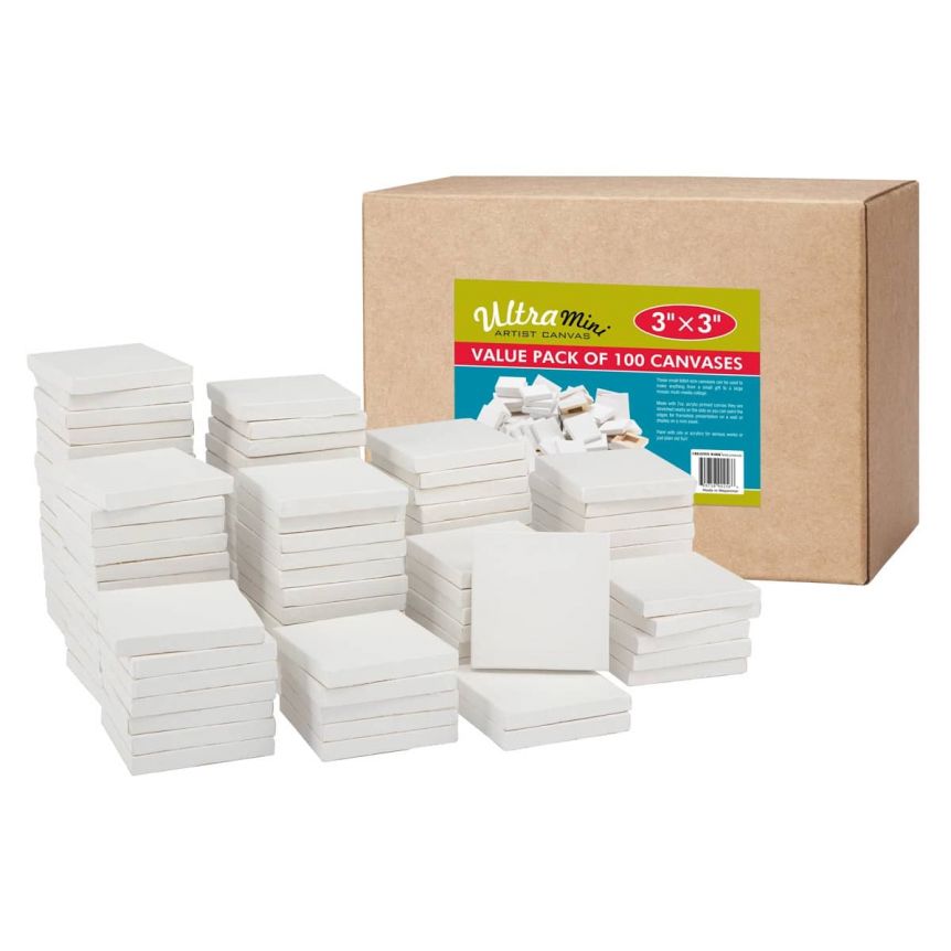 Box of 100 Ultra Mini Canvas 3x3 in 