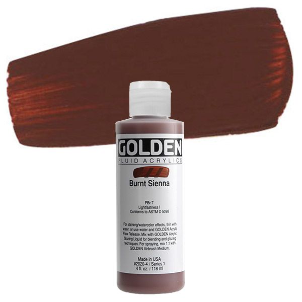 Golden Fluid Acrylic - Burnt Sienna 4 oz.