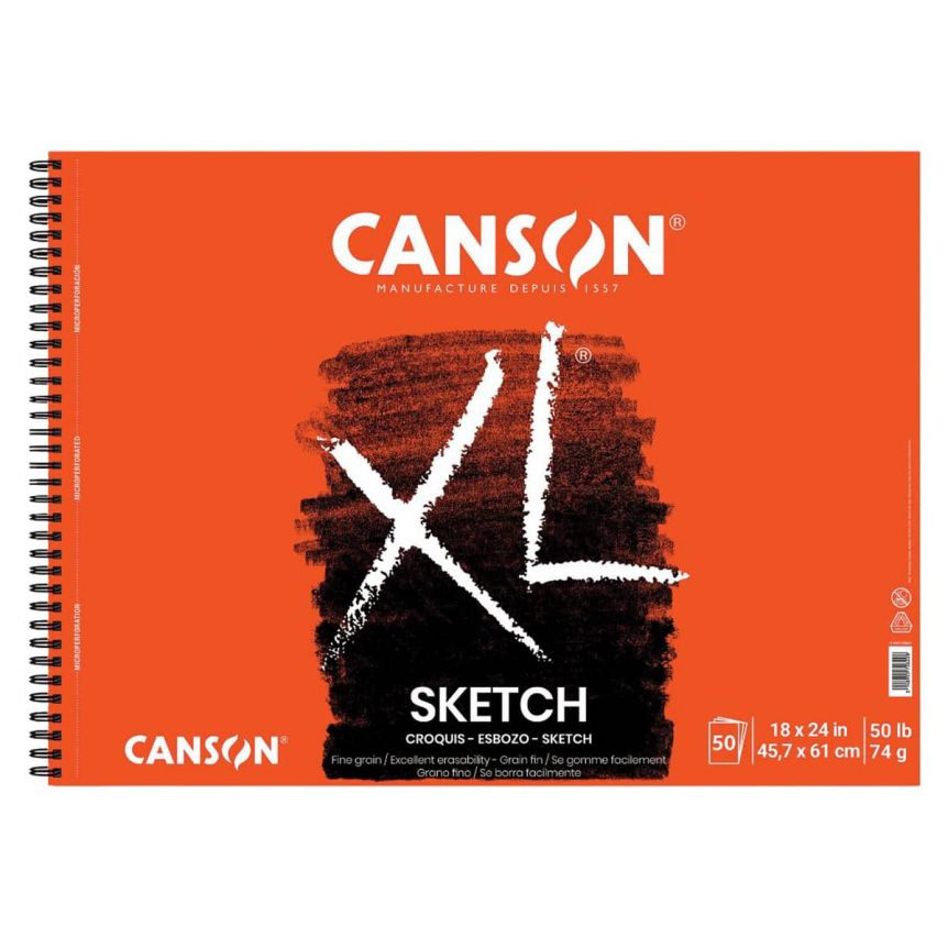  Canson XL Series Paper Sketch Pad for Charcoal, Pencil and  Pastel, Side Wire Bound, 50 Pound, 18 x 24 Inch, 50 Sheets : Arts, Crafts &  Sewing