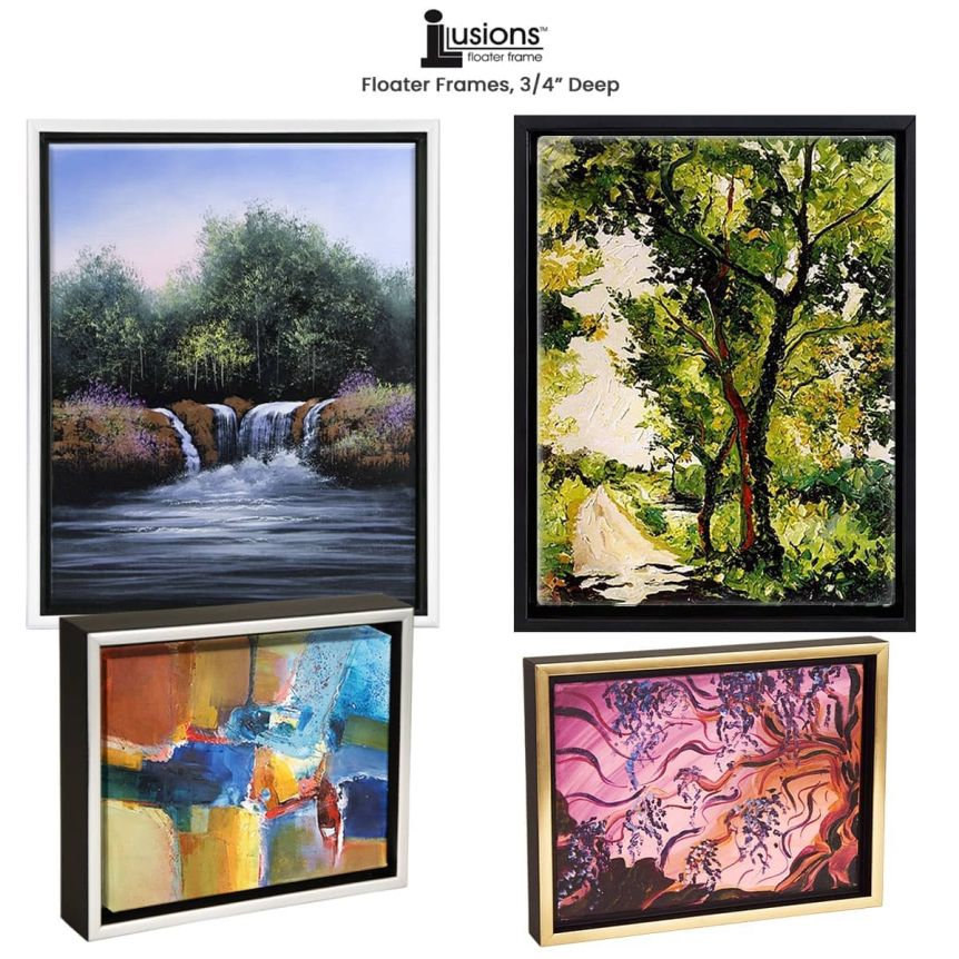 Illusions Floater Frame for 3/4 Canvas 11x14 - Gold/Walnut - 6 Pack 