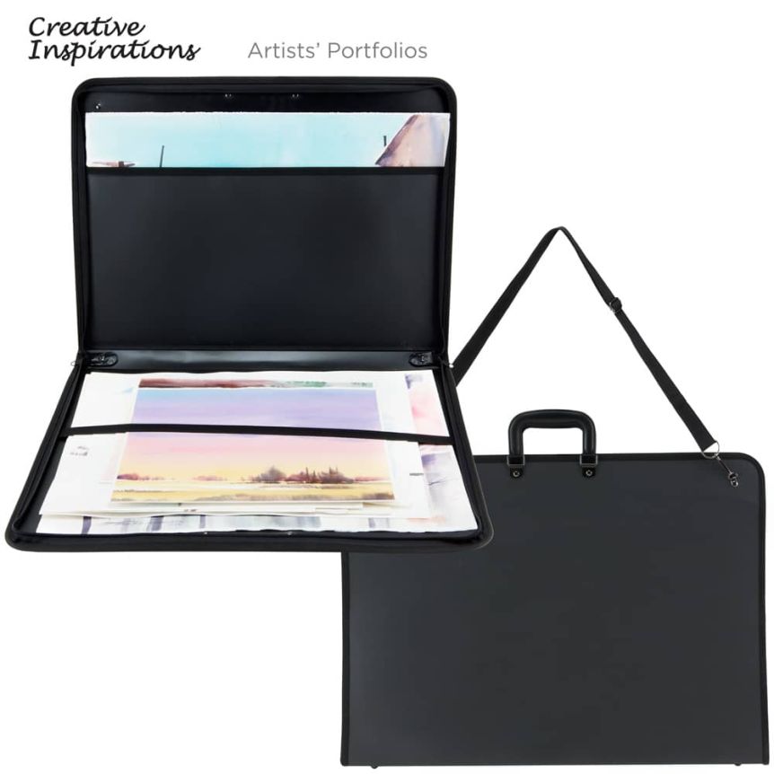 Creative Inspirations Durable Nylon Artist Art Portfolio Tote Carries Drawings Sketch Pads Books Canvas Frames Sizes Up to 23x31