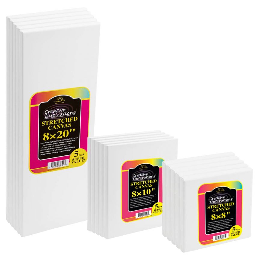 Creative Inspirations 3x3 Stretched Canvas Super Value 5 Packs - High  Quality, Low Cost Canvas, Cotton Duck, Acid Free, Archival, Accepts All  Paints