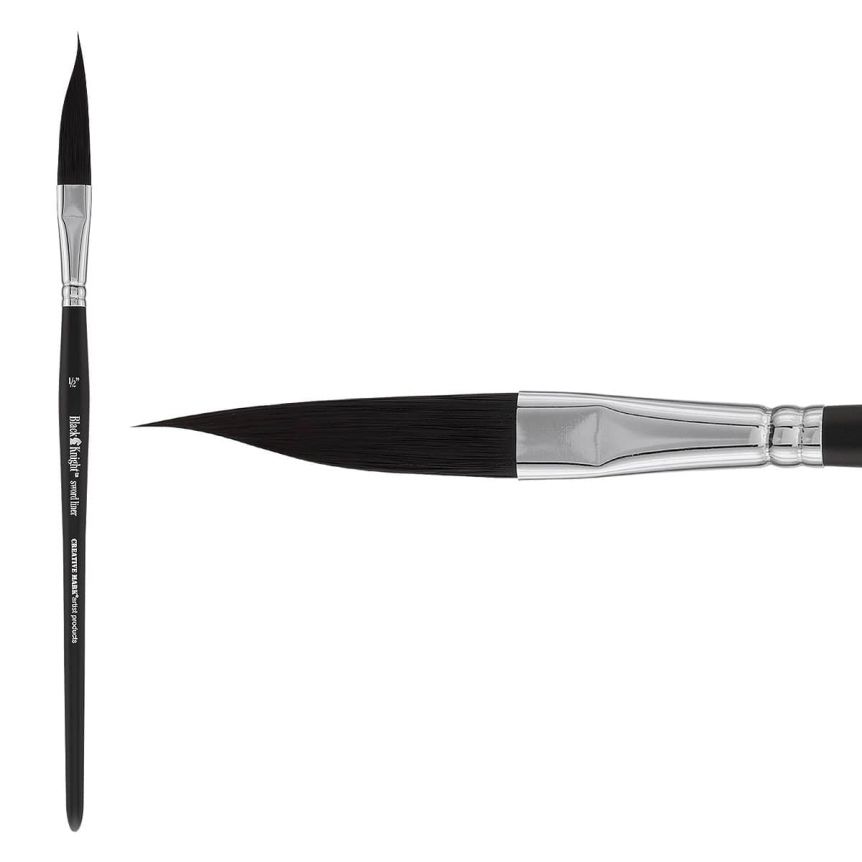 Creative Mark Black Knight Sword Liners Synthetic Brush Short Handle 1/2