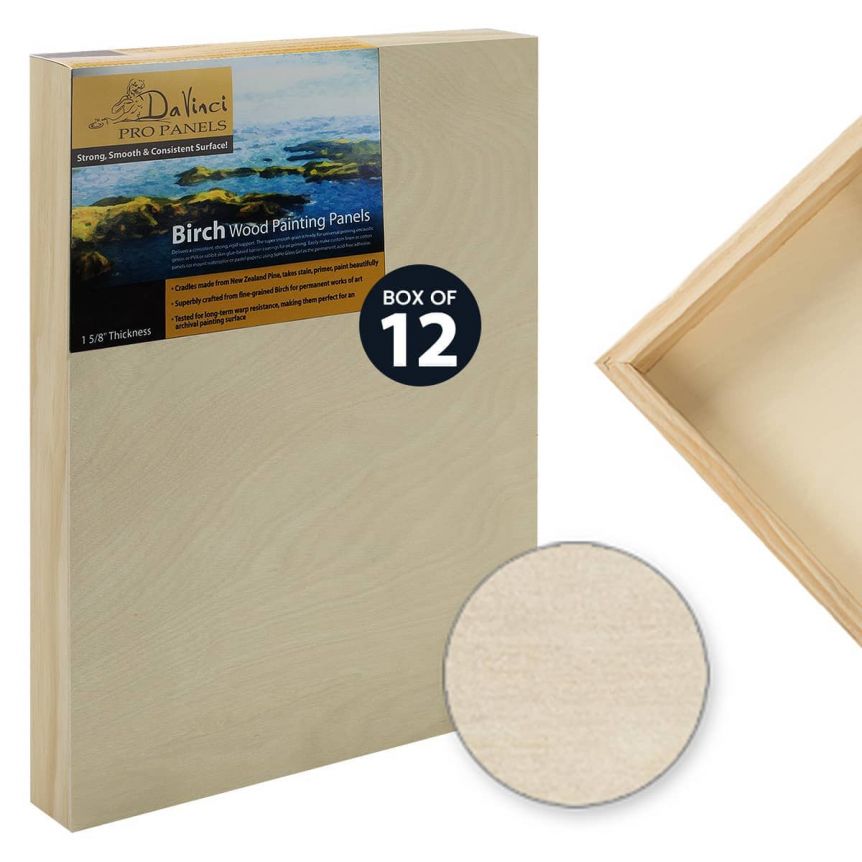 U.S. Art Supply 14 x 18 Birch Wood Paint Pouring Panel Boards, Gallery 1-1/2 Deep Cradle (Pack of 2) - Artist Depth Wooden Wall Canvases - Painting