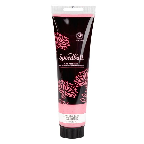 Speedball Water Soluble Block Printing Ink 5 oz - Fluorescent Hot Pink