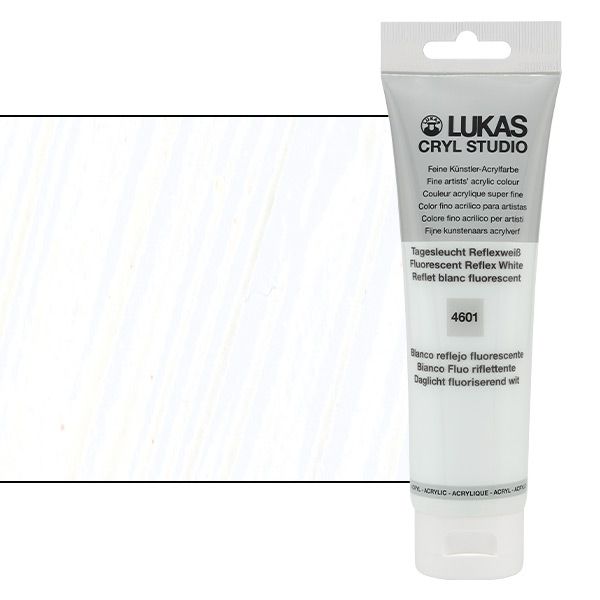 LUKAS CRYL Studio Acrylic - Fluorescent Reflex White, 125ml Tube