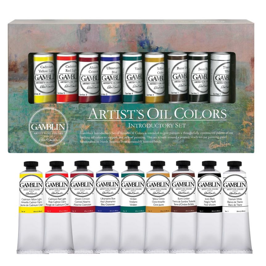 Gamblin Artist's Oil Color Artists Oil Colors Introductory Set of 9 Colors