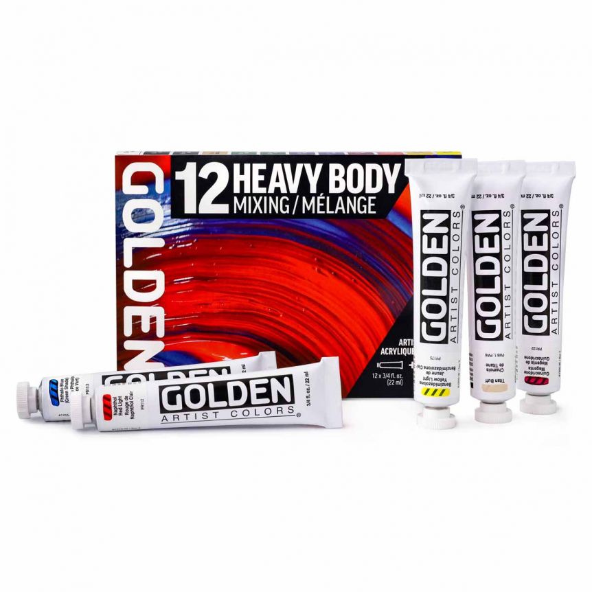 Golden Heavy Body Acrylic Set, 6-Color Heavy Body Essentials - 738797992429