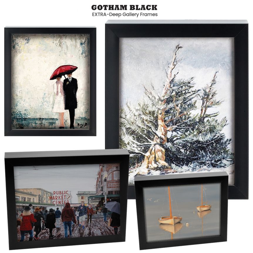 Extra-Deep Gallery Ready Made Black Frames - Frames For Canvas - Gotham