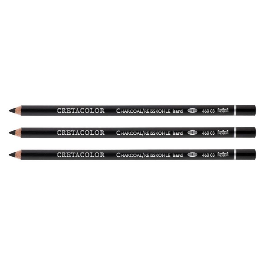 Cretacolor Charcoal Pencil - Hard, Pack of 3