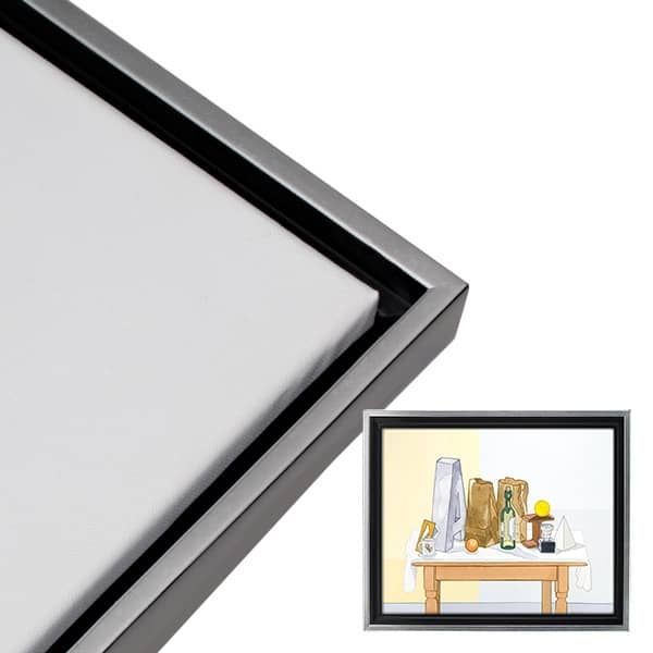 Illusions Floater Frame, 8x10 Silver/Black - 3/4 Deep