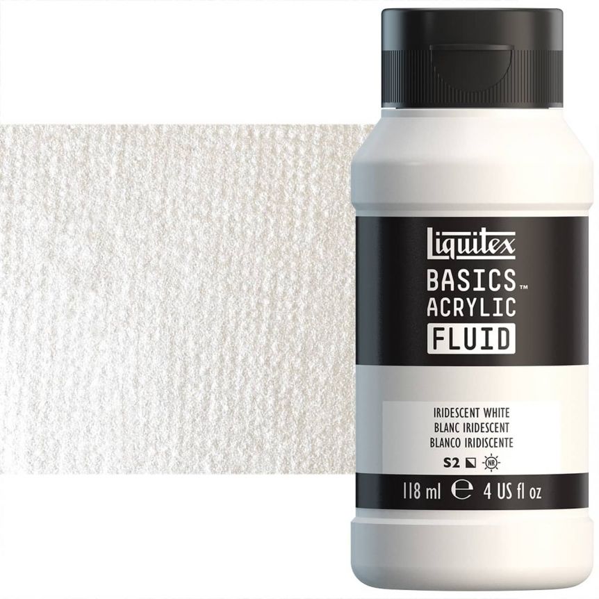 Liquitex Basics Acrylic Fluid Paint - Iridescent White, 118 ml