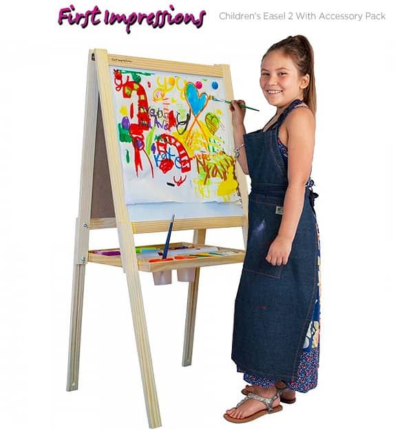 Wooden Art Easel for Kids, Double Sided Kids Easel with Whiteboard &  Chalkboard, Height Adjustable Standing Toddler Easel with Painting  Accessories
