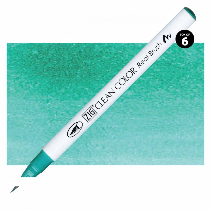 Kuretake Zig Clean Color Brush Marker Turquoise Green (Box of 6)
