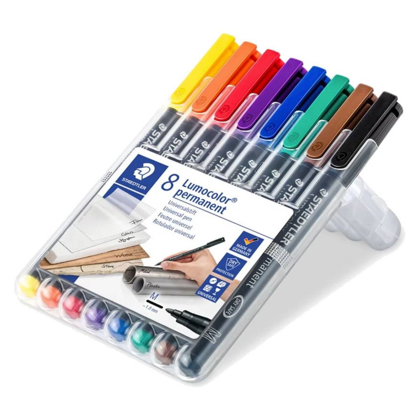 STAEDTLER Lumocolor Permanent Marker Pens Medium #M317 - Assorted, 1.0 mm  (Set of 8)