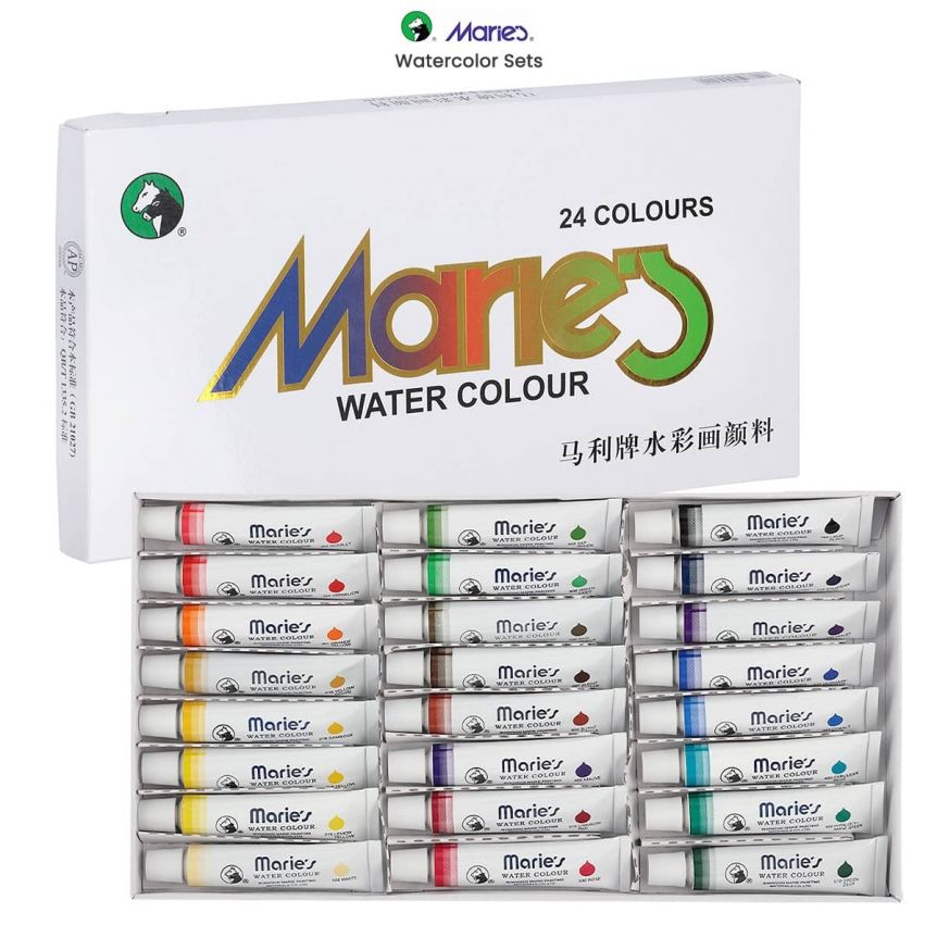 Marie's Watercolor Paint Set, 12/18/24/36 Colors, Tubes, Assorted