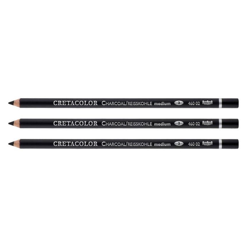 Cretacolor Charcoal Pencil - Medium, Pack of 3