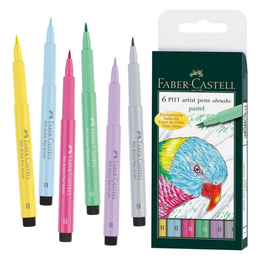 Faber Castell : Pitt Artists Brush Pens : Set Of 6 : Shades Of Grey