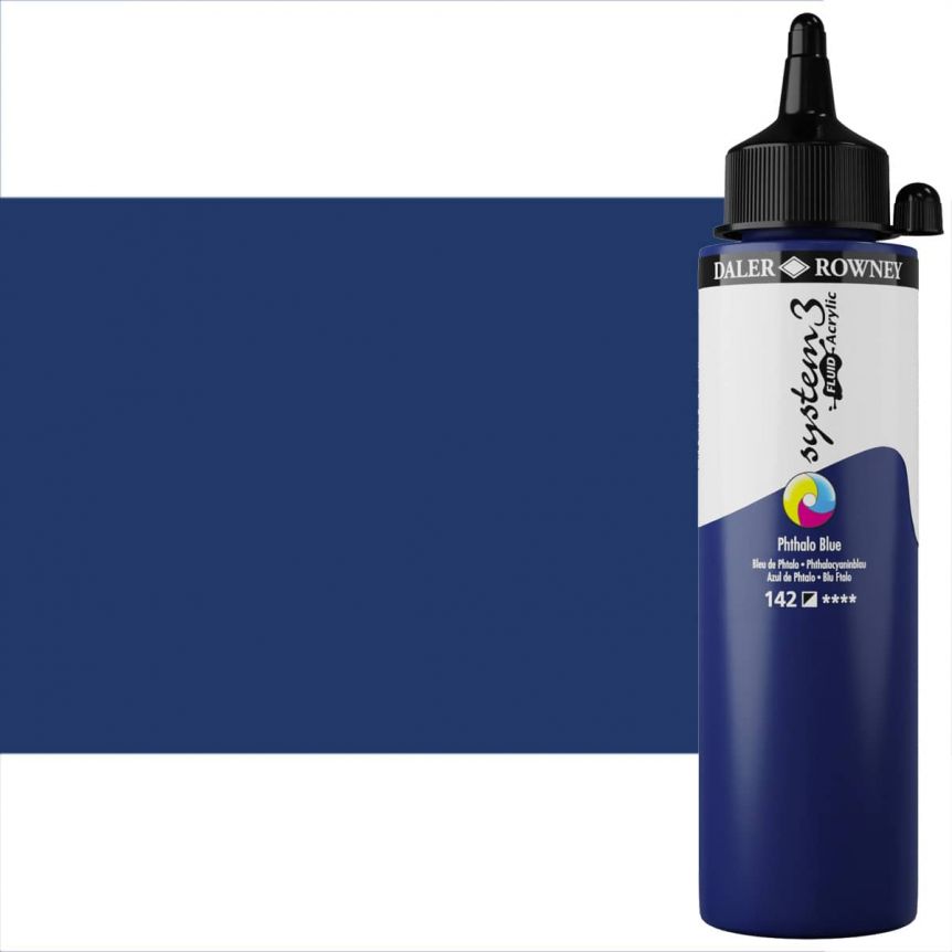 Daler-Rowney System 3 Fluid Acrylic, Phthalo Blue (250ml)