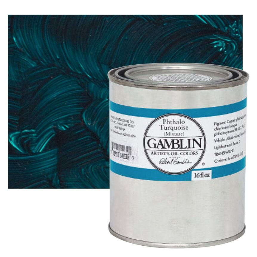 Gamblin Artist's Oil Color - Phthalo Turquoise, 37 ml tube