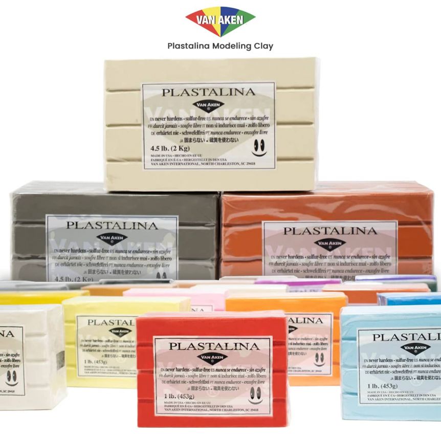 Plasticine modeling clay box, including modeling tool