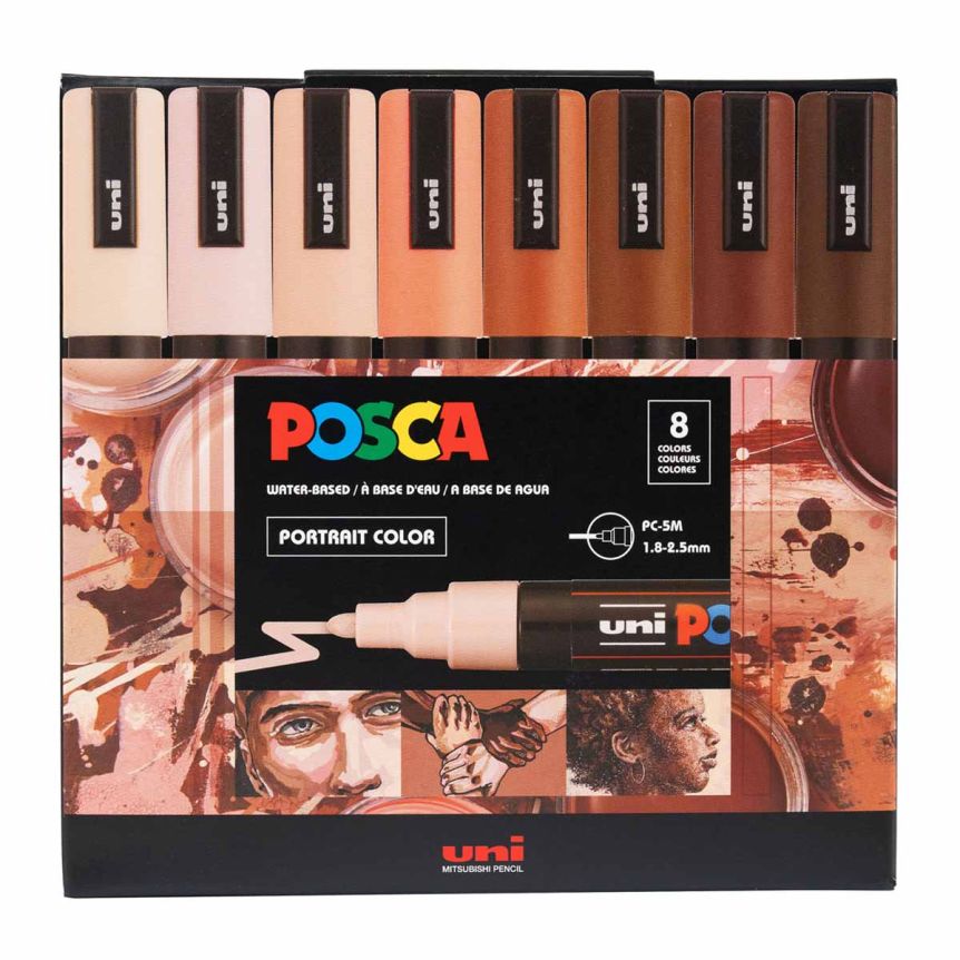 POSCA Acrylic Paint Marker 1.8-2.5mm - Medium Tip, Portrait Colors Set of 8
