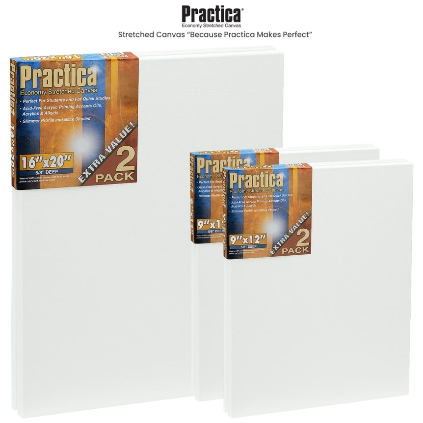 Practica Economy Genuine Stretched Cotton Canvas Packs of 2 & 20