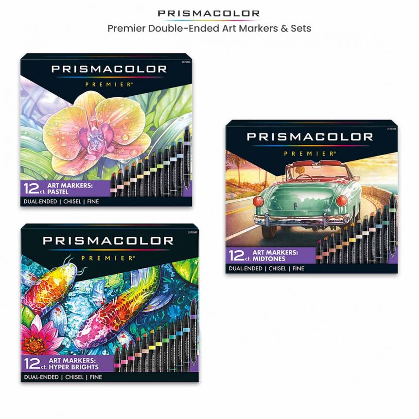  Prismacolor 24190 Premier Double-Ended Art Markers, Fine and  Chisel Tip, 6-Count : Artists Markers : Arts, Crafts & Sewing