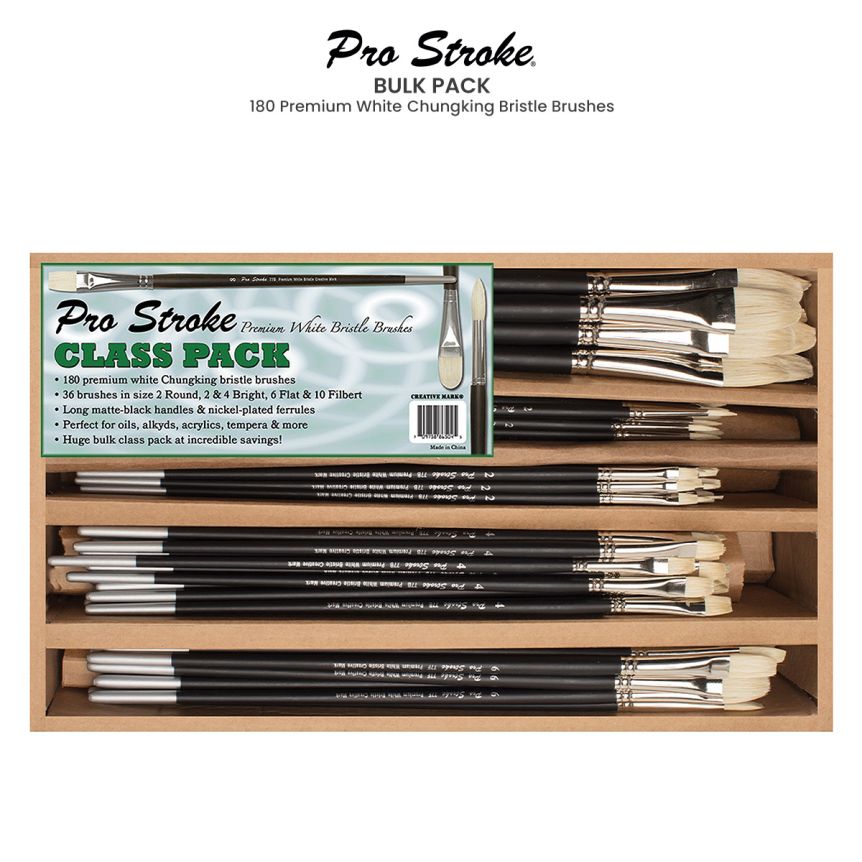 Bulk Brush Packs Pro Stroke Premium White Bristle Brush Class Packs