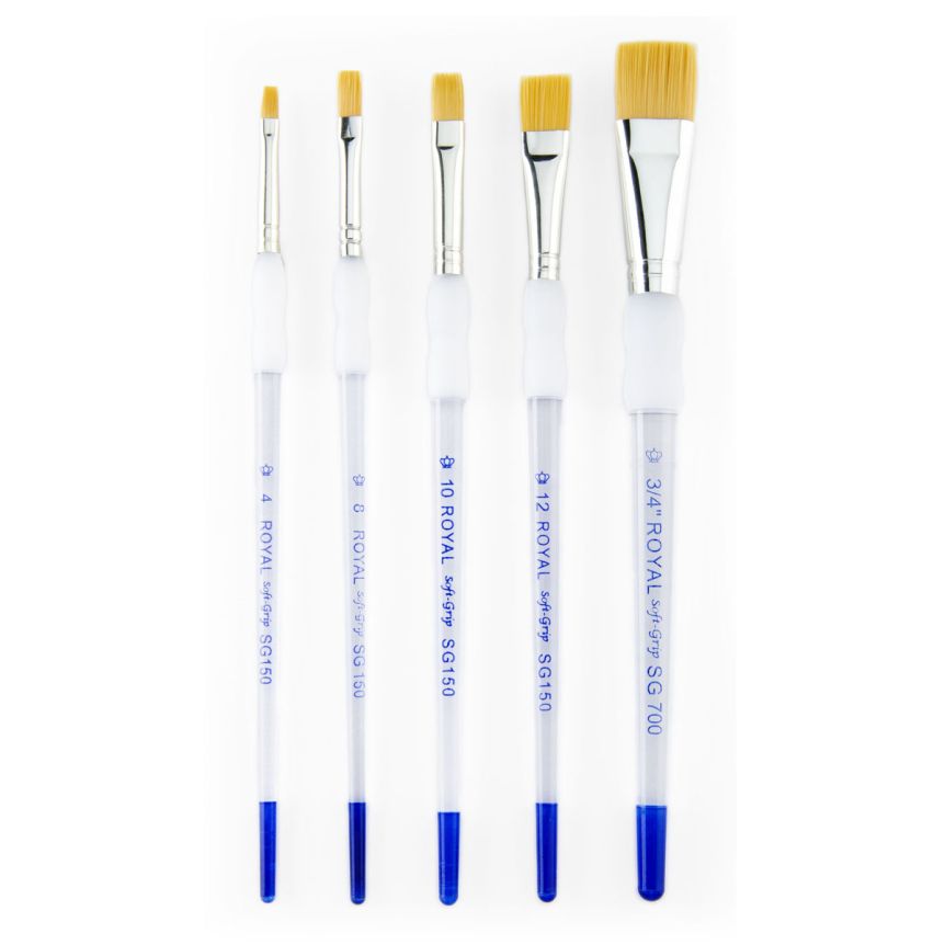 Royal Soft Grip Series 300 Synthetic Short Handle #304 Brush Set of 5