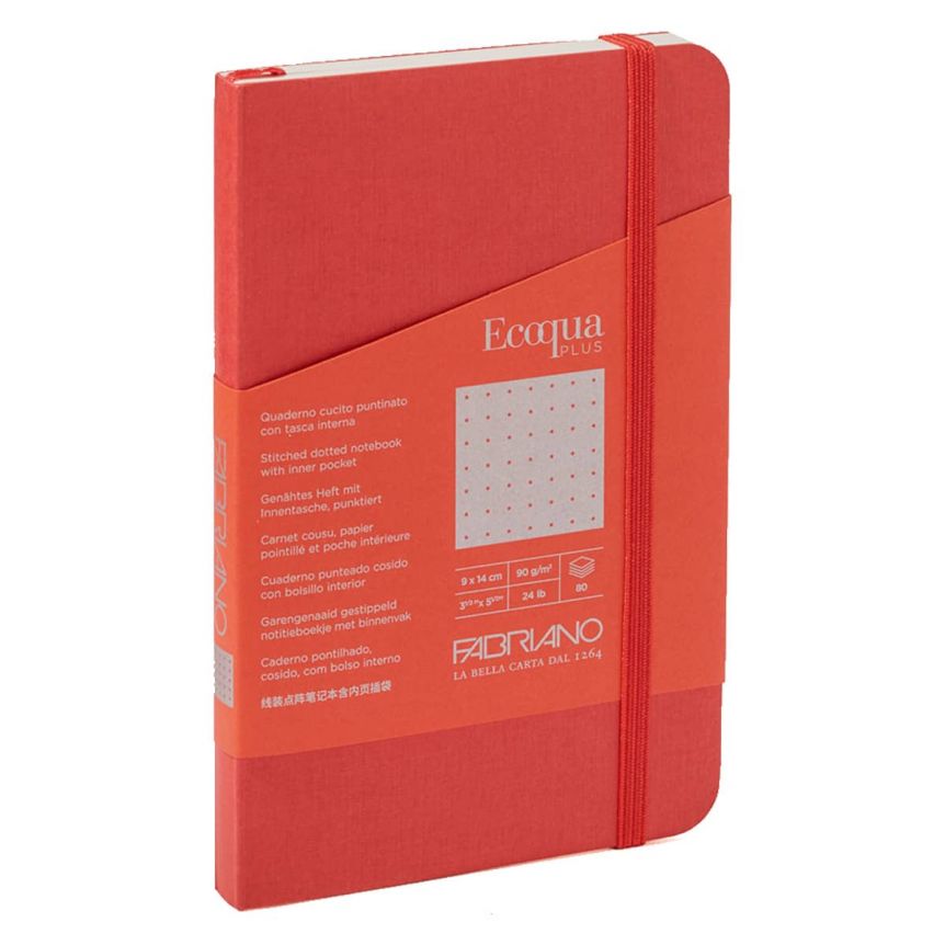Fabriano EcoQua+ Notebook 3.5 x 5.5" Dot Grid Stitch-Bound Red