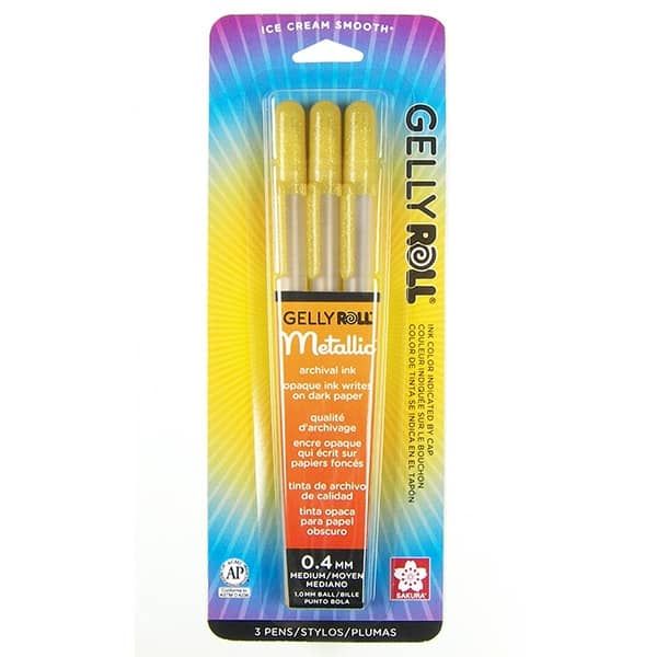 Sakura Gelly Roll Pen - Medium Point Set of 3, Gold Metallic