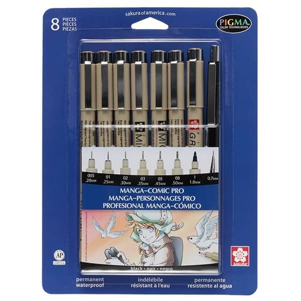 Sakura Pigma Micron 12 Fineliner Brush pen Archival ink Colored pens,  Creative Artist drawing set with Pen pouch, Brush tip Assorted colors with  Black