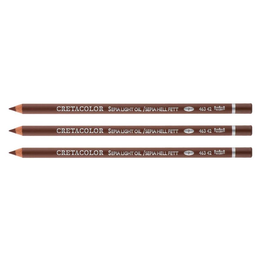Cretacolor Oil Pencil Sepia Light, Pack of 3