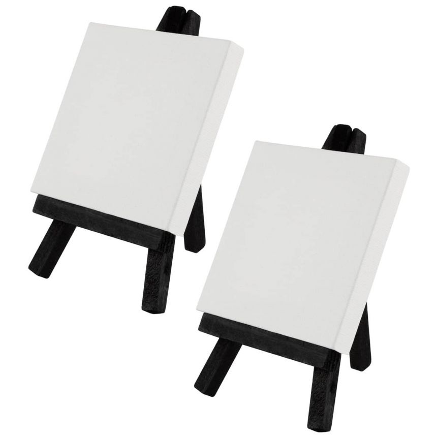 Ultra Mini Stretched Canvas And Easels By Creative Mark (Set of 2
