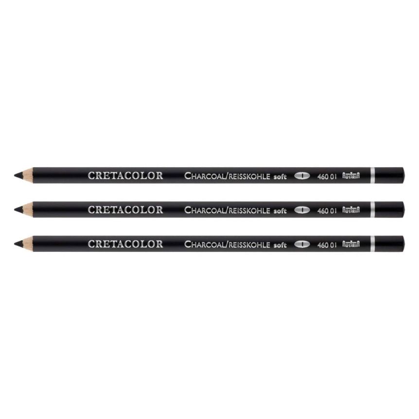 Cretacolor Charcoal Pencil - Soft, Pack of 3
